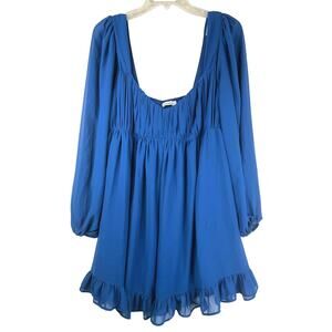 Abercrombie & Fitch long sleeve Babydoll mini dress in blue, size L, EUC